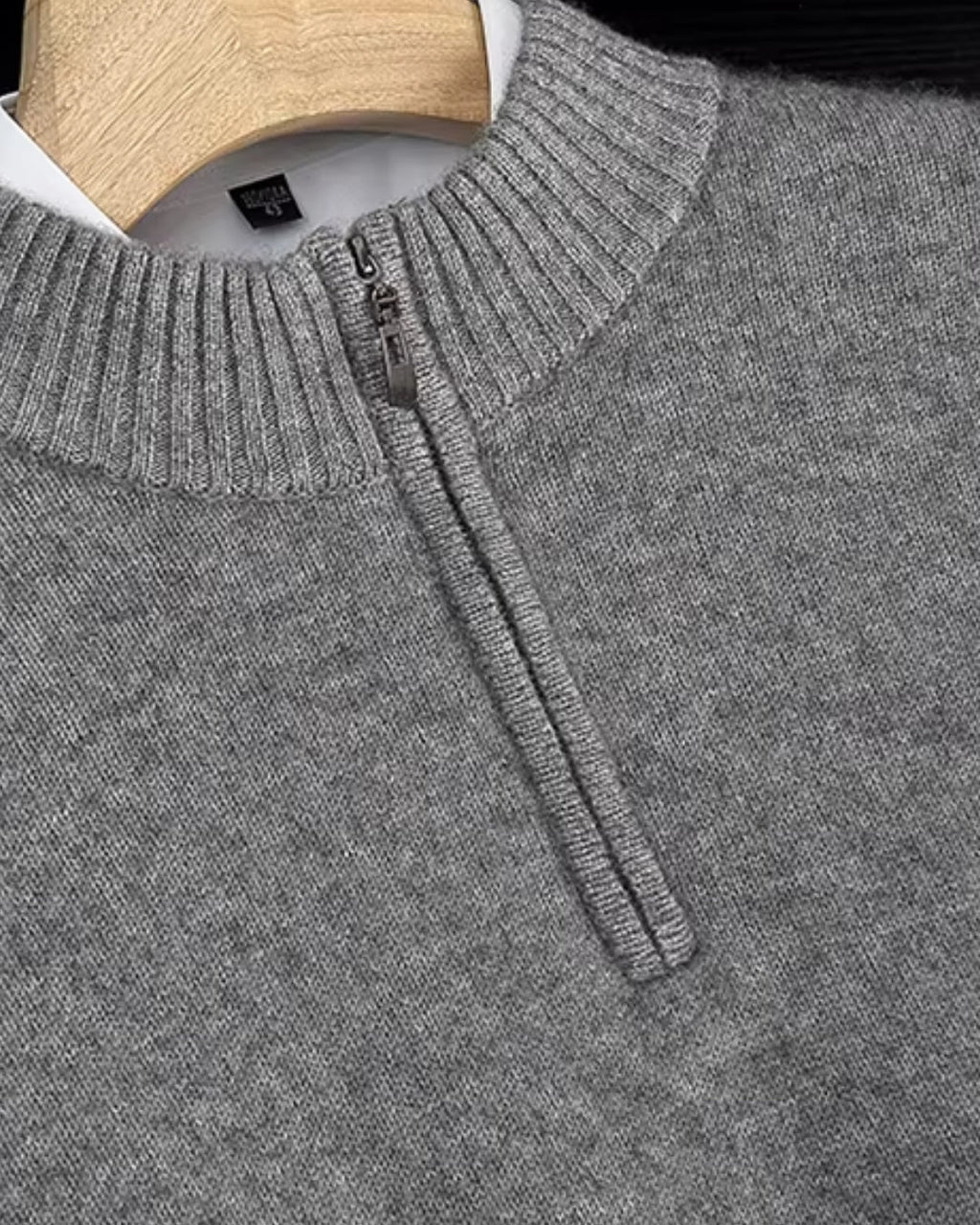 Merino Wool Quarter-Zip Sweater - Grey