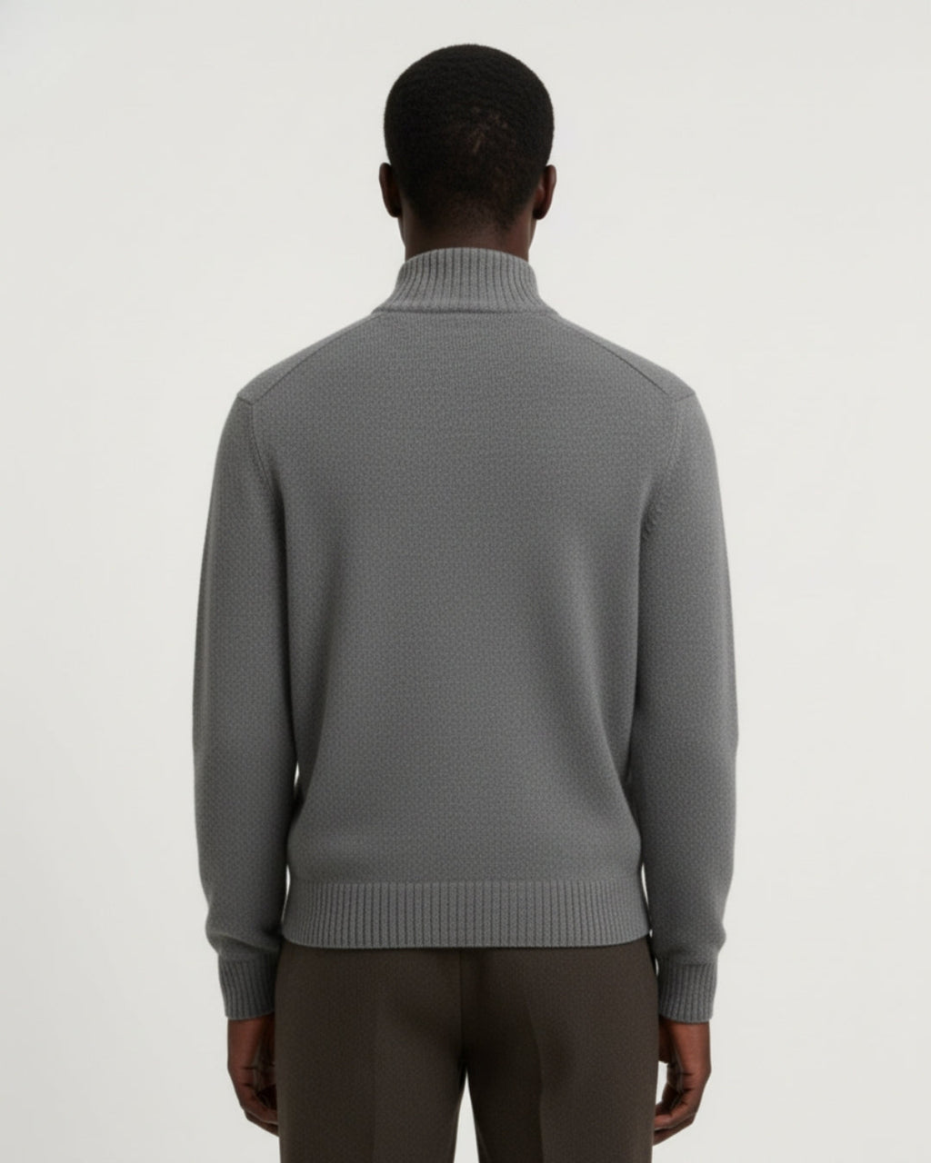 Merino Wool Quarter-Zip Sweater - Grey