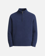 Merino Wool Quarter-Zip Sweater - Navy