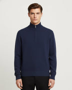 Merino Wool Quarter-Zip Sweater - Navy