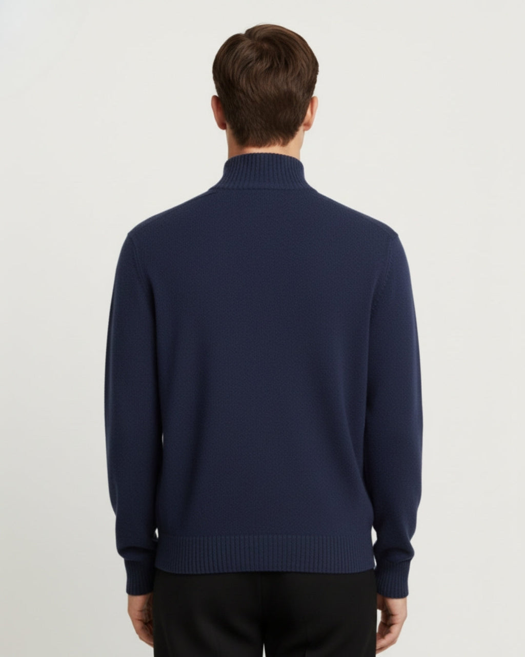 Merino Wool Quarter-Zip Sweater - Navy