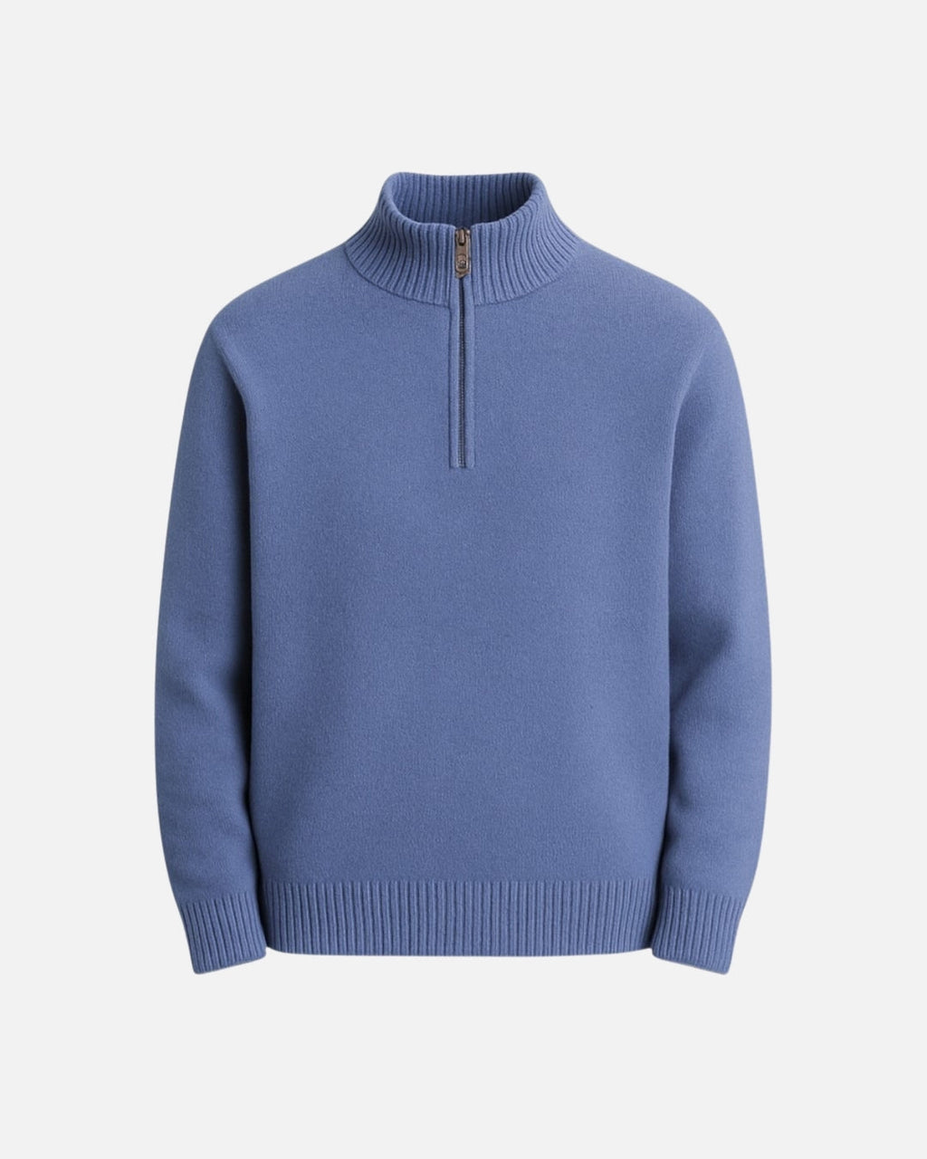 Merino Wool Quarter-Zip Sweater - Sea Blue