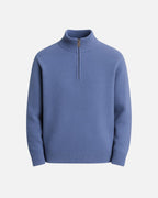 Merino Wool Quarter-Zip Sweater - Sea Blue