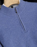 Merino Wool Quarter-Zip Sweater - Sea Blue