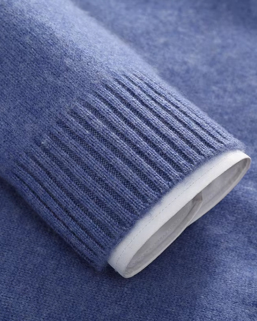 Merino Wool Quarter-Zip Sweater - Sea Blue