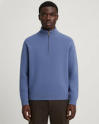 Merino Wool Quarter-Zip Sweater - Sea Blue