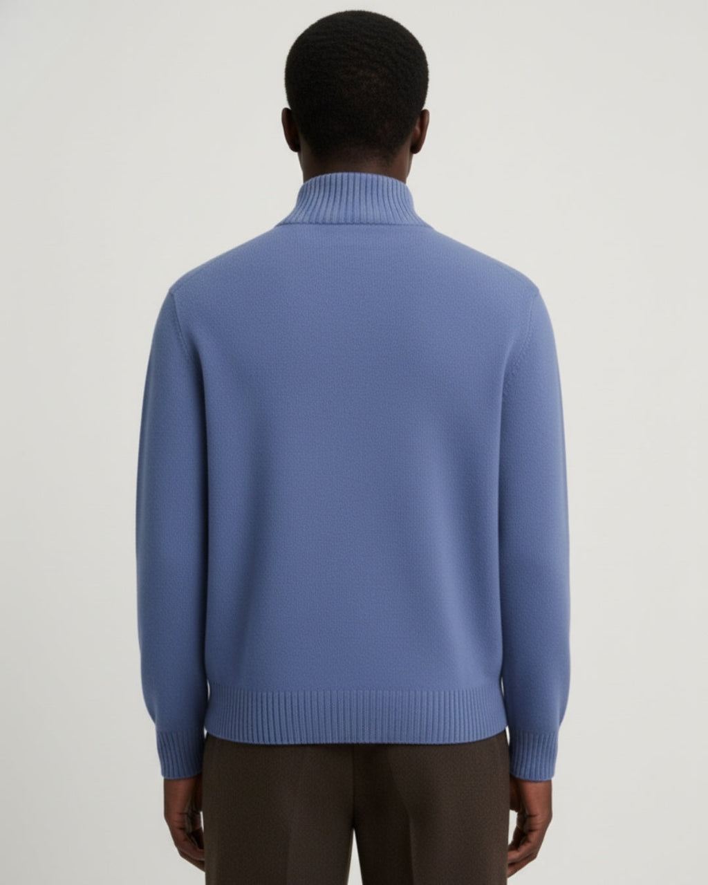 Merino Wool Quarter-Zip Sweater - Sea Blue