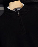 Merino Wool Quarter-Zip Sweater - Black