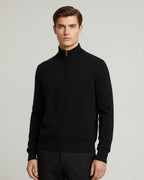 Merino Wool Quarter-Zip Sweater - Black