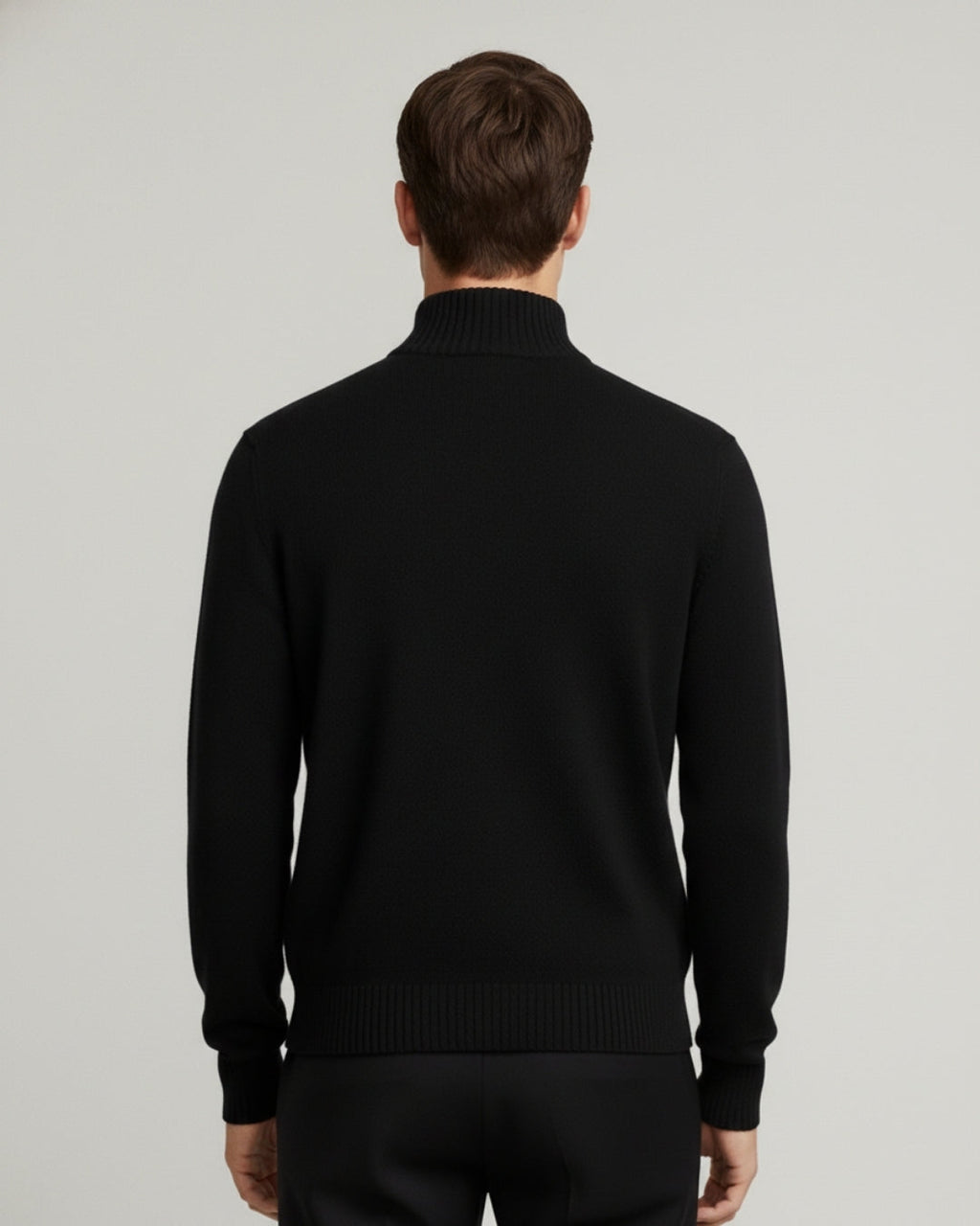 Merino Wool Quarter-Zip Sweater - Black