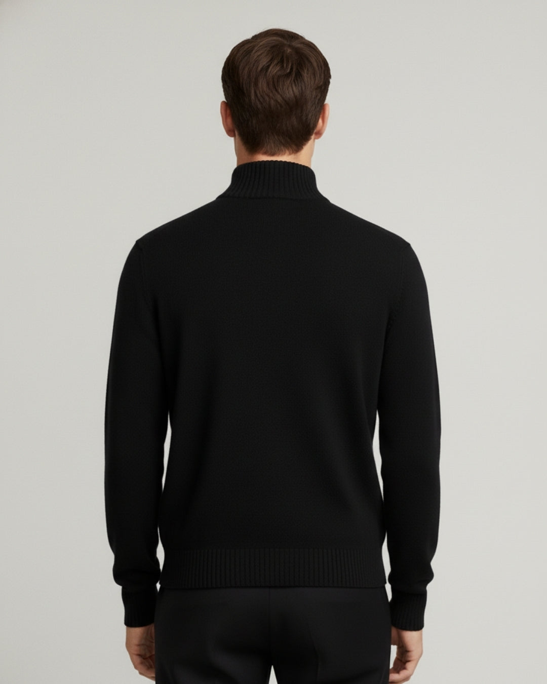 Merino Wool Quarter-Zip Sweater - Black