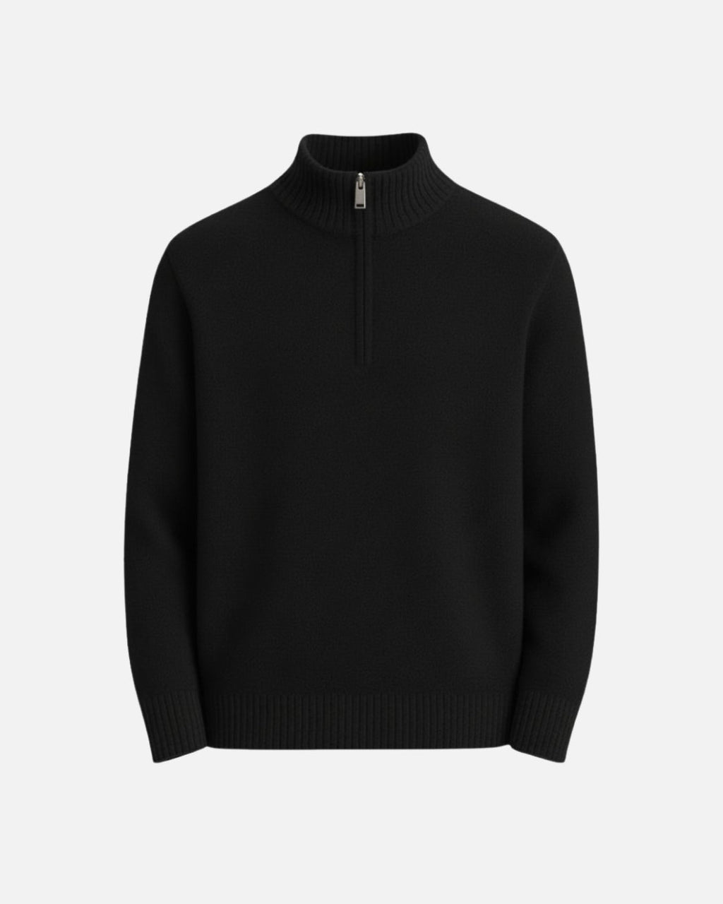 Merino Wool Quarter-Zip Sweater - Black