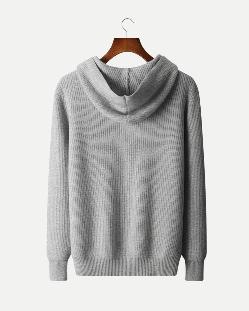 Merino Wool Half Zip Hoodie - Grey