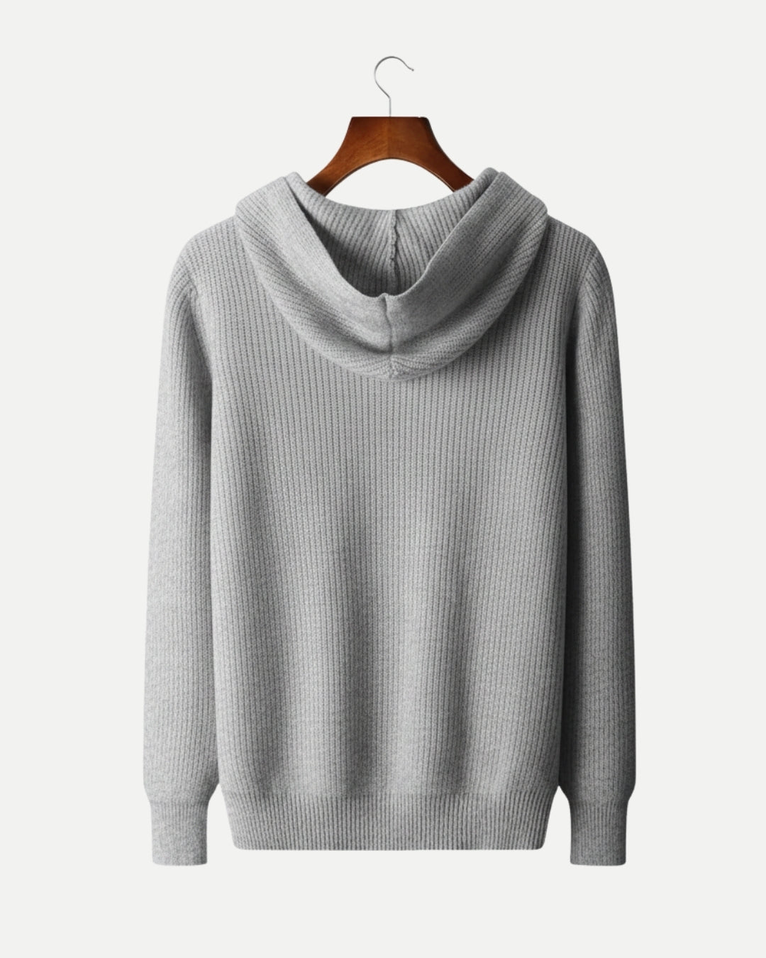 Merino Wool Half Zip Hoodie - Grey