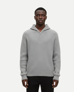 Merino Wool Half Zip Hoodie - Grey