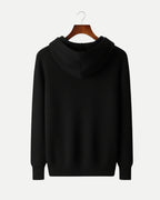 Merino Wool Half-Zip Hoodie - Black