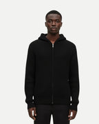 Merino Wool Half-Zip Hoodie - Black