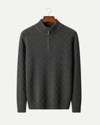 Merino Wool Cable Knit Half-Zip Jumper - Graphite