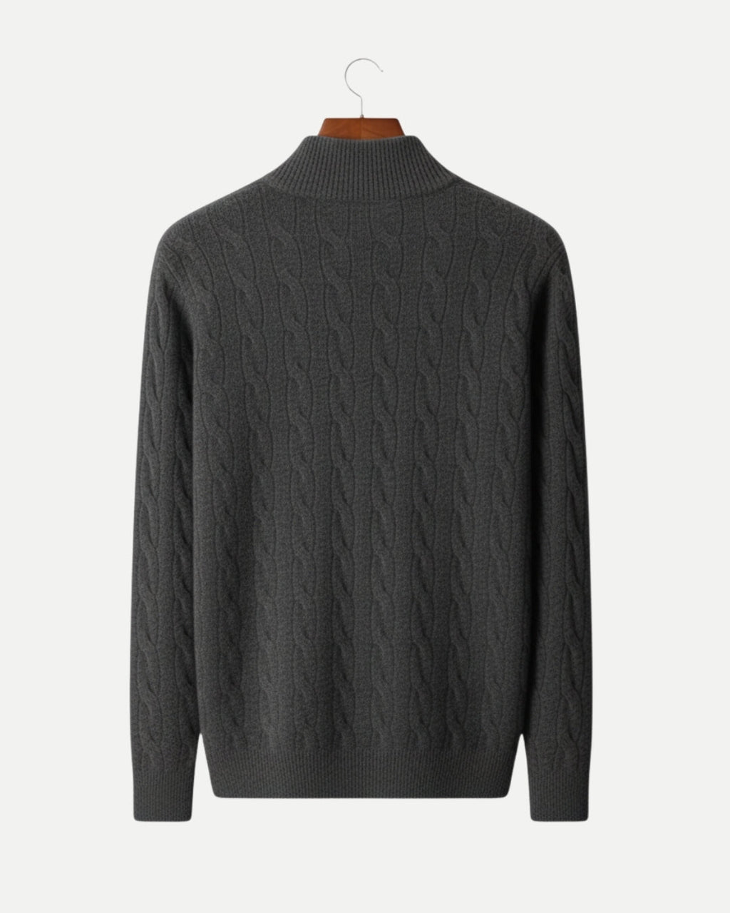 Merino Wool Cable Knit Half-Zip Jumper - Graphite