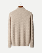 Merino Wool Cable Knit Half-zip Sweater - Camel