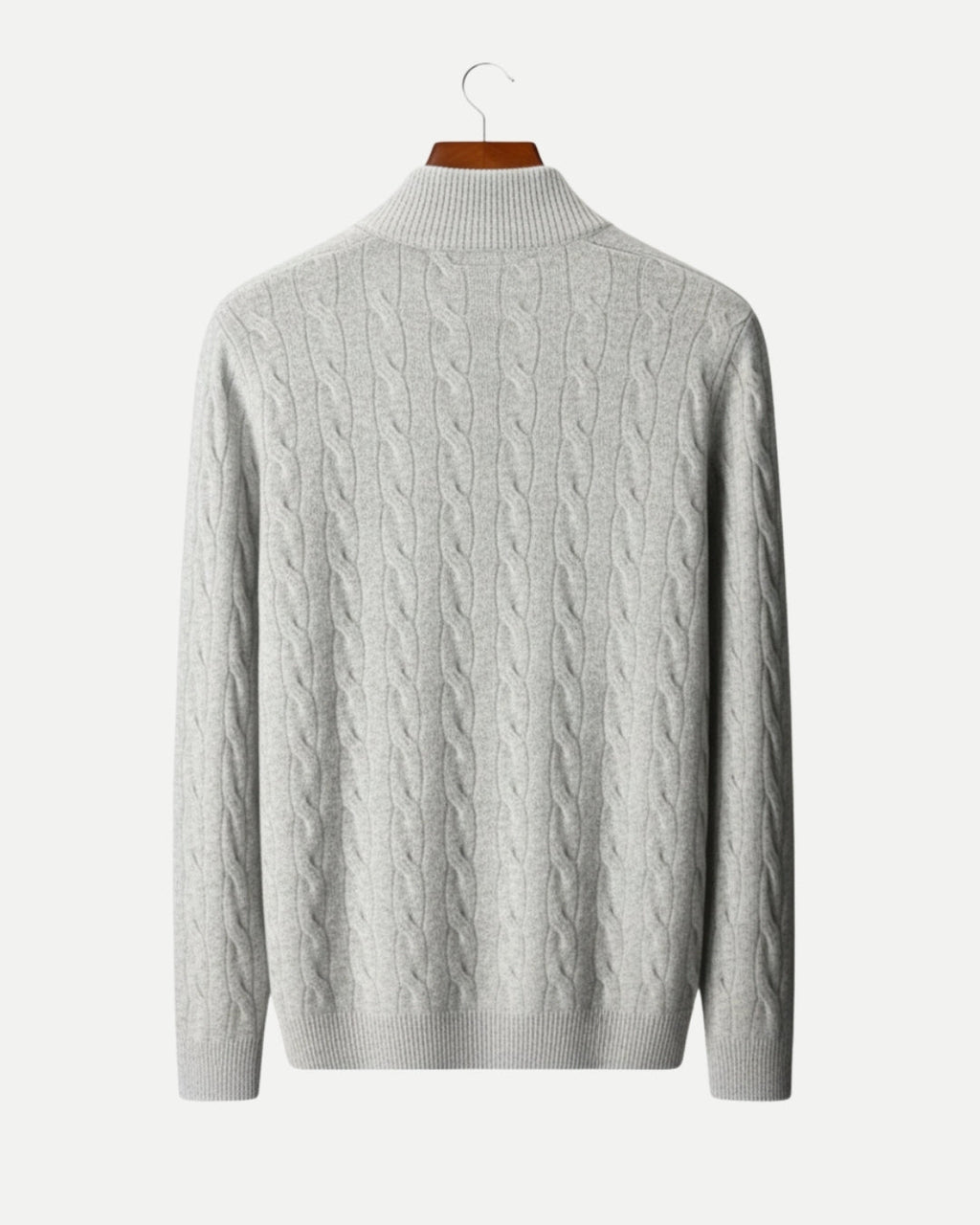Merino Wool Cable Knit Half-zip Jumper - Grey