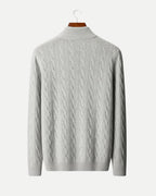 Merino Wool Cable Knit Half-zip Jumper - Grey