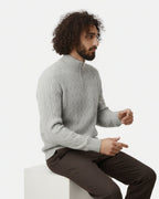 Merino Wool Cable Knit Half-zip Jumper - Grey