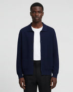Merino Wool Button-Up Overshirt - Navy
