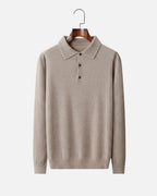 Merino Wool Polo with Buttons - Dune
