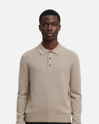 Merino Wool Polo with Buttons - Dune
