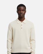 Merino Wool Polo with Buttons - Ivory