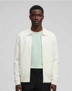 Merino Wool Full-Zip Polo Cardigan - White