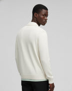 Merino Wool Full-Zip Polo Cardigan - White