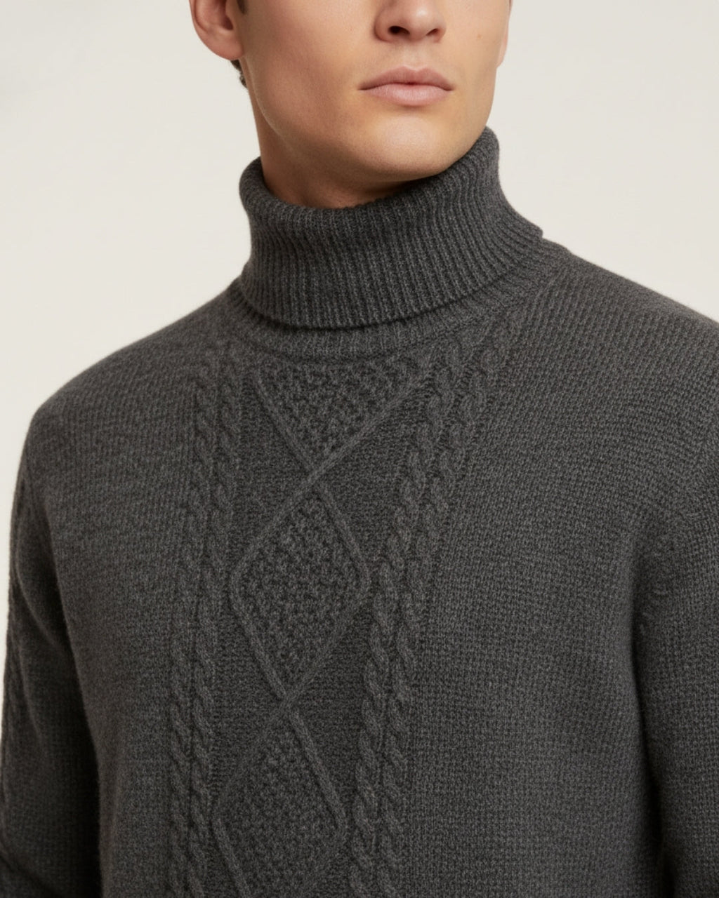 Merino Wool Turtleneck Sweater - Graphite