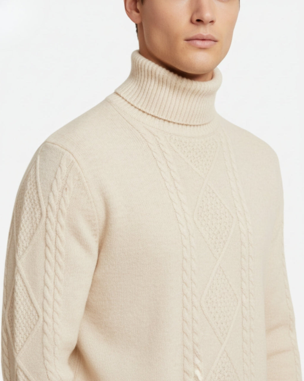 Merino Wool Turtleneck Sweater - Off-White