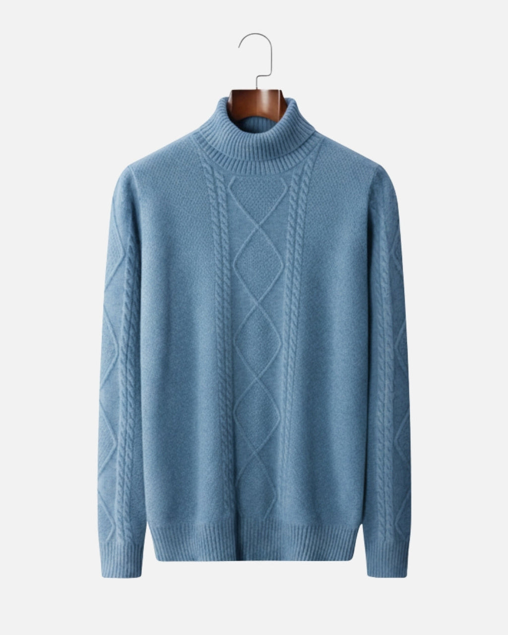 Merino Wool Turtleneck Sweater - Sea Blue