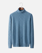 Merino Wool Turtleneck Sweater - Sea Blue