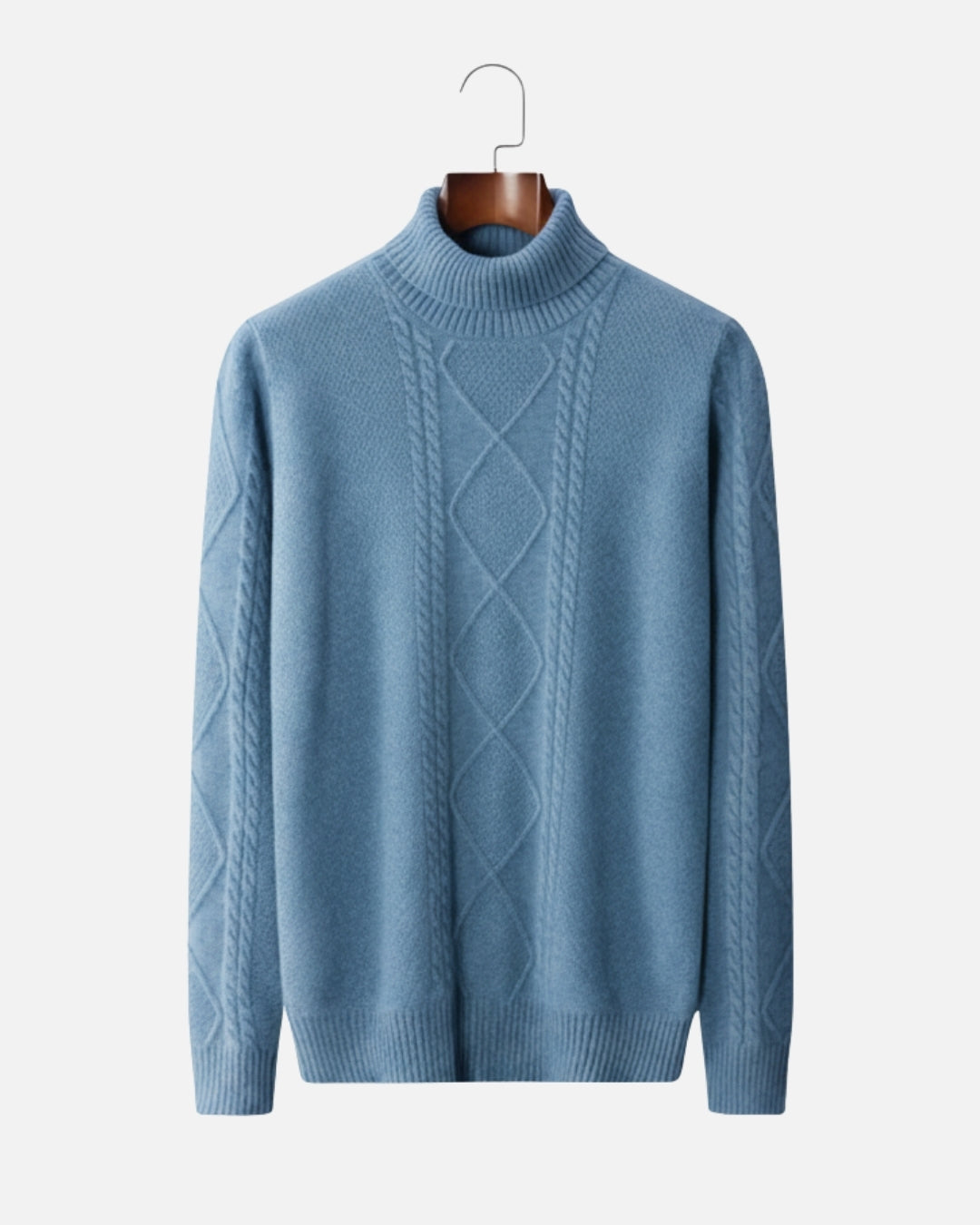Merino Wool Turtleneck Sweater - Sea Blue