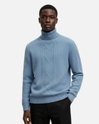 Merino Wool Turtleneck Sweater - Sea Blue
