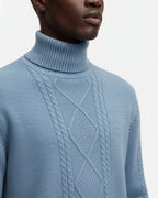 Merino Wool Turtleneck Sweater - Sea Blue