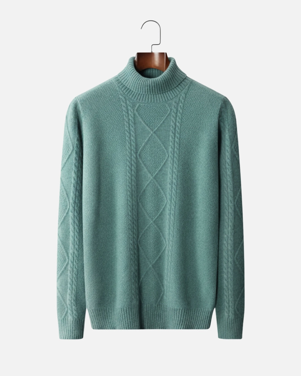Merino Wool Turtleneck Sweater - Sea Green