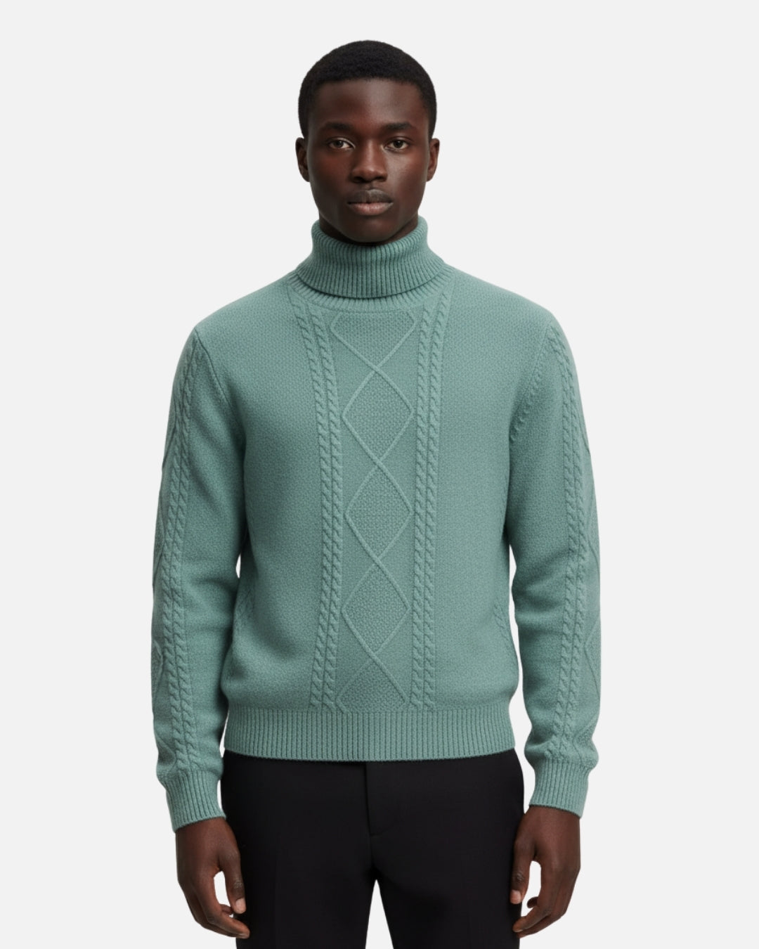 Merino Wool Turtleneck Sweater - Sea Green
