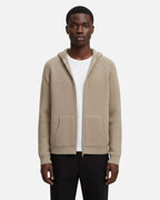 Merino Wool Full-Zip Structured Hoodie - Camel