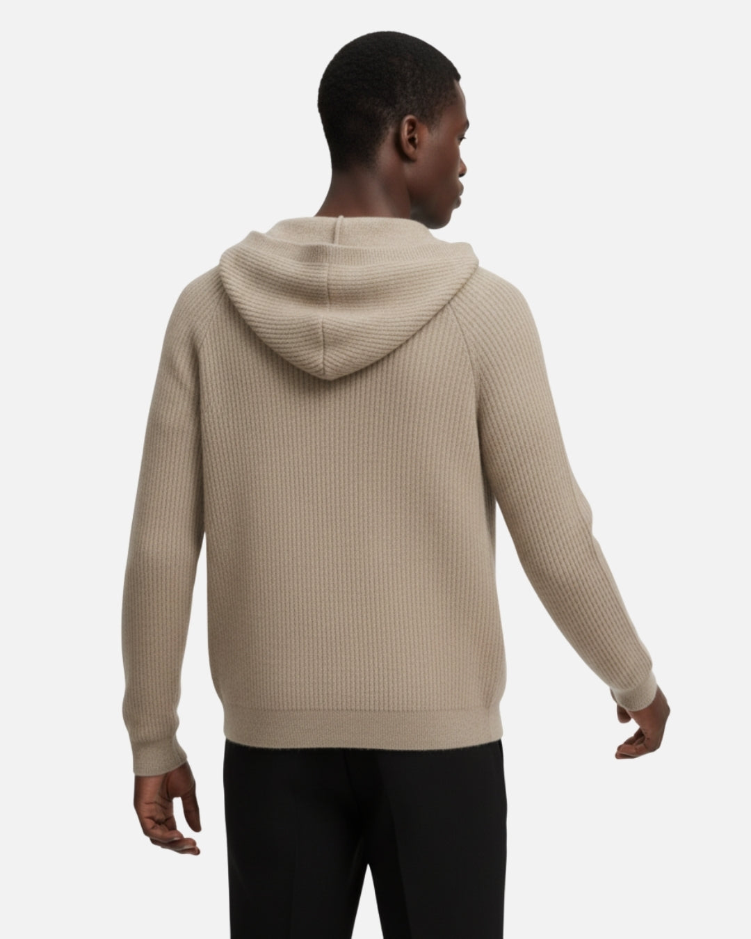 Merino Wool Full-Zip Structured Hoodie - Camel