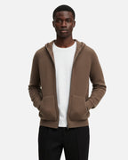 Merino Wool Full-Zip Texture Hoodie - Espresso