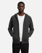 Merino Wool Full-Zip Textured Hoodie - Graphite