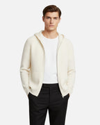 Merino Wool Full-Zip Textured Hoodie - Ivory