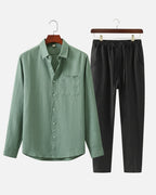 Altavita Linen City Summer Set - Green/Black