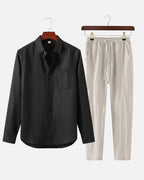 Altavita Linen City Summer Set - Black/Beige