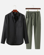 Altavita Linen City Summer Set - Black/Green